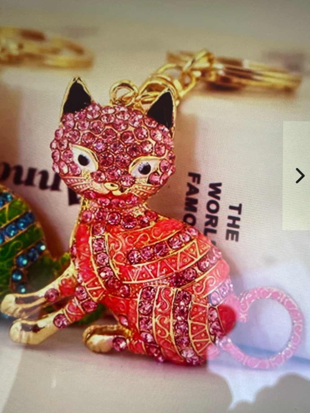 Colorful Kitty Crystal Keychain